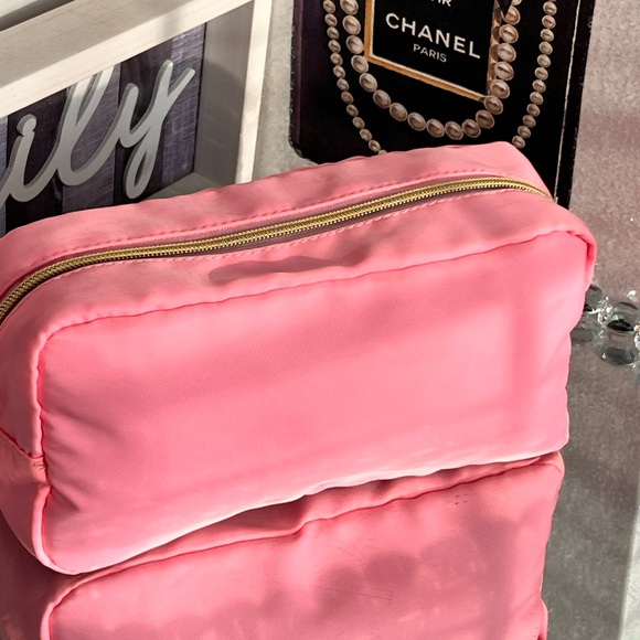 Pink Cosmetic Bag with Gold Accents 9X5 - Picture 6 of 8